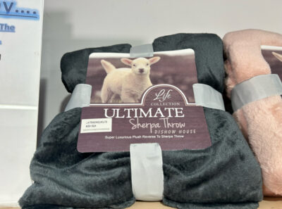 Double Size Sherpa Fleece Throw - DARK GREY